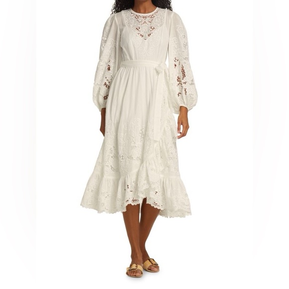 ZIMMERMANN Lulu Scalloped Frill Lace Pattern Long Dress Size S/Zimmerman Size 1 - Picture 1 of 9